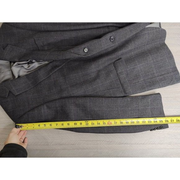 MICHAEL KORS Grey Windowpane Plaid Sport Coat Suit Blazer 44L 100% Wool - Picture 7 of 10